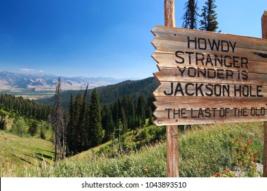 Jackson Hole, Wyoming - May 15 2009: The sign of Jackson Hole at the city border.