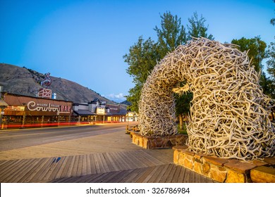 JACKSON HOLE, WYOMING - SEP 28: Downtown Jackson Hole Wyoming USA on September 28, 2015 It was named after David Edward "Davey" Jackson who trapped beaver in the area in the early nineteenth century.