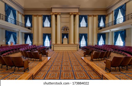 JACKSON, MISSISSIPPI - JANUARY 14: House Of Representatives Chamber In The Old Mississippi State Capitol Building On January 14, 2014 In Jackson, Mississippi 