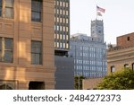 Jackson, Mississippi, USA - April 23, 2024: Afternoon light shines on the historic buildings of downtown Jackson.