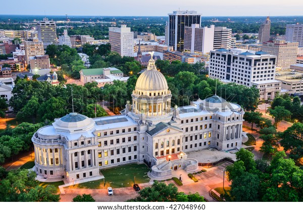 Jackson Mississippi Usa Skyline Over Capitol Stock Photo (Edit Now