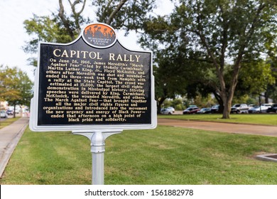 Jackson, MS /USA - November 4, 2019: Capitol Rally Historical Marker, Part Of The Mississippi Freedom Trail