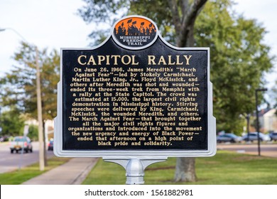 Jackson, MS /USA - November 4, 2019: Capitol Rally Historical Marker, Part Of The Mississippi Freedom Trail