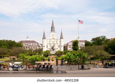 Jackson Square, Statue And Saint Louis Cathedral