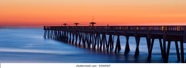 Jacksonville Beach, Florida Pier At Sunrise