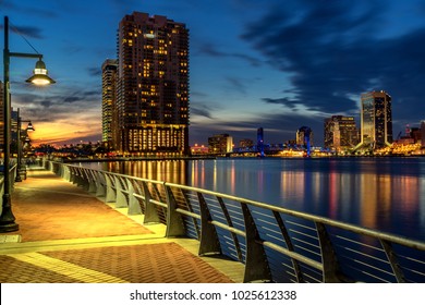 Jacksonville Fl River Walk At Night Sunset