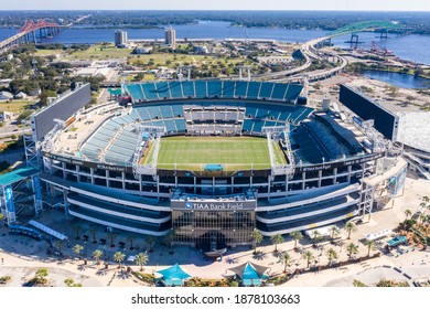 Jacksonville, Florida - December 18, 2020: TIAA Bank Field From An Aerial View. 