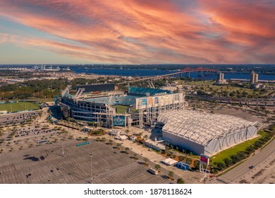 Jacksonville, Florida - December 18, 2020: Aerial View Of Tiaa Bank Field.