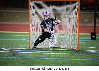 Jacksonville, Florida USA. April 2nd 2022. High Point University Men's Lacrosse Goalie Number 40 Parker Green At A Game Vs Jacksonville University