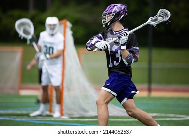 Jacksonville, Florida USA. April 2nd 2022. High Point University Men's Lacrosse Attacker Number 13 Jack Vanoverbeke At A Game Vs Jacksonville University