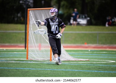 Jacksonville, Florida USA. April 2nd 2022. High Point University Men's Lacrosse Goalie Number 40 Parker Green At A Game Vs Jacksonville University