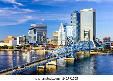 Jacksonville, Florida, USA Downtown City Skyline On St. Johns River.