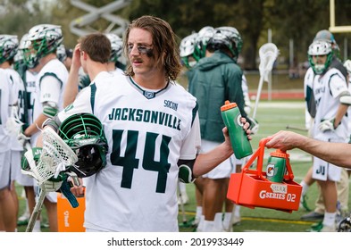 Jacksonville, Florida USA. February 23rd 2019.  Jacksonville University Lacrosse Player Evan Tyler