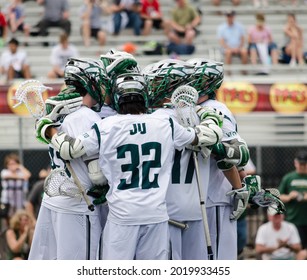 Jacksonville, Florida USA. February 23rd 2019. Jacksonville University Players Celebrate After A Goal At The Moe's Lacrosse Classic.