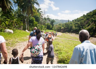 Jacmel / Haiti - May 29 2015: Walking through town