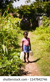 Jacmel / Haiti - May 29 2015: Little Girl on Country Path