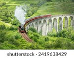 The Jacobite steam train on Glenfinnan viaduct in North West Highlands, Scotland, UK