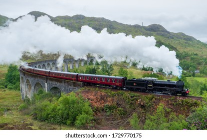 Jacobite Steam Train Through The Glenfinnan Viaduct