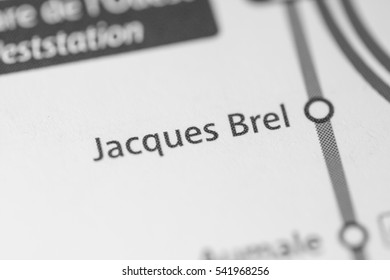 Jacques Brel Station. Brussels Metro map.