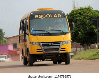 Jacunda/Para/Brazil - March 09, 2013: School Bus To Transport Students From Rural Areas. Vehicle Provided By The Federal Government To The Municipality Through The 