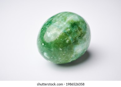 Jade Stone Green Gemstone With Shape Of Egg, Semiprecious Jewelry Chinese Souvenir Related To Massage And Fortune