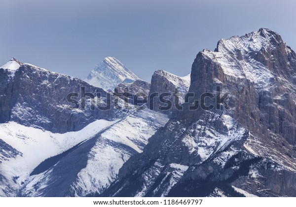 Jagged Snowy Rocky Mountain Peaks Landscape Stock Photo Edit Now