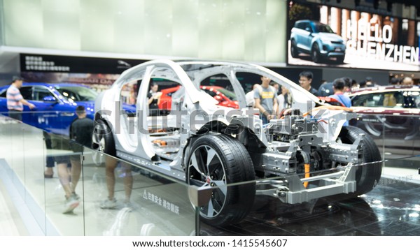 Jaguar Car Frame at 2019 International Auto
Show in Shenzhen, China. June 1, 2019.
