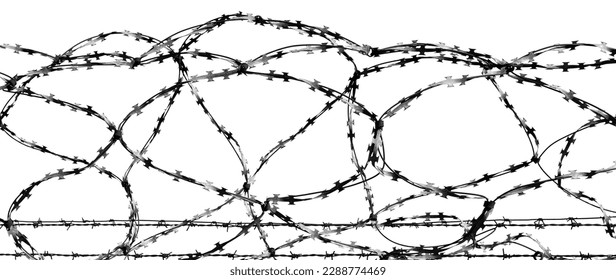 Jail. Prison wall with barbed wire on a white background. Law - Powered by Shutterstock