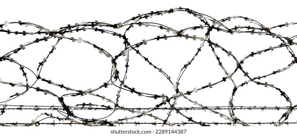 Jail. Prison wall with barbed wire on a white background. Law - Powered by Shutterstock