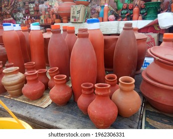 Jaipur, 2021 Clay Pottery Display In Jaipur Market, Rajasthan, India