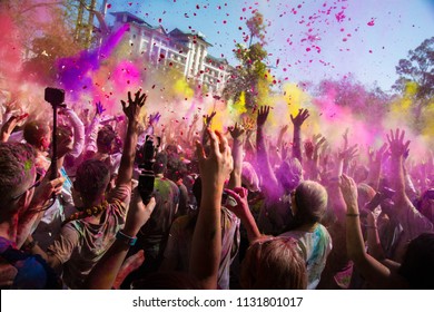 Jaipur / India - 03 13 2017: Holi Fest Celebrations