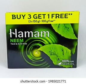 Jaipur, India 29 May 2021: Hamam Neem Tulsi And Aloe Vera Soap