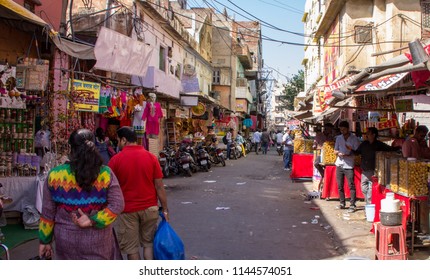 Jaipur, India - 3/25/2016: Market Street In Jaipur