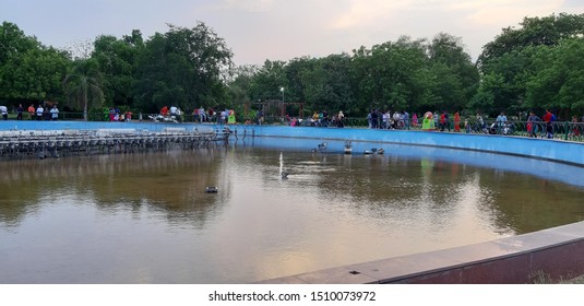 Jaipur, India- Circa 2019: Jawahar Circle Near Jaipur International Airport. Pond