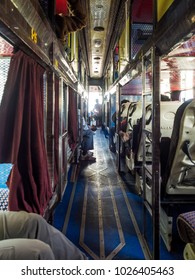 Jaipur, India - December 19 2015: Inside An Indian Bus For Overnight Trips.