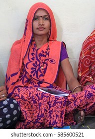 JAIPUR, INDIA - FEBRUARY 25, 2015: Young Girl Is Visiting Center For Women Empowerment In Jaipur, India