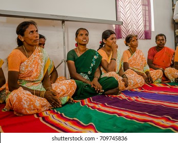 JAIPUR, INDIA - FEBRUARY 25, 2017: Group Of Women Are Visiting Center For Women Empowerment In Jaipur, India