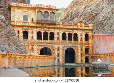 JAIPUR, INDIA - JANUARY 24, 2014 : Galta Temple Or Galtaji (also Known As Monkeys Temple) Famous Hindu Pilgrimage Site In Rajasthan.