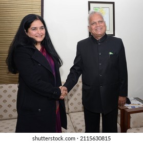 Jaipur, India, January 31, 2022: Senior IAS (Indian Administrative Service) Officer Usha Sharma Takes Charge As Chief Secretary Of Rajasthan After Farewell Ceremony Of IAS Niranjan Arya.