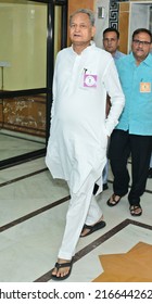 Jaipur, India, June 10, 2022: Rajasthan Chief Minister Ashok Gehlot Arrives To Cast His Vote During Rajya Sabha Elections At State Assembly In Jaipur. Photo: Sumit Saraswat