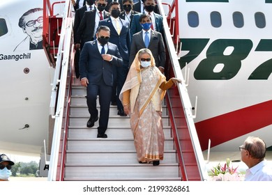 Jaipur, India, September 8, 2022: Bangladesh Prime Minister Sheikh Hasina Arrives At Jaipur International Airport In Rajasthan.