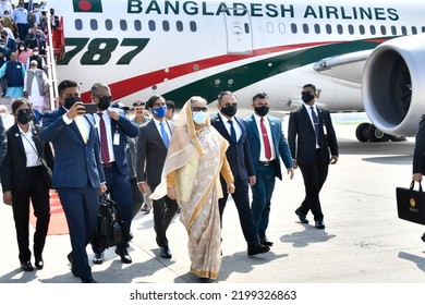 Jaipur, India, September 8, 2022: Bangladesh Prime Minister Sheikh Hasina Arrives At Jaipur International Airport In Rajasthan.