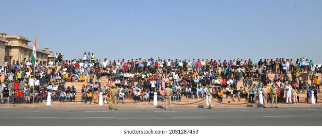 Jaipur, Rajasthan, India, August 15, 2021: Crowd Of People During The 75th Independence Day Celebrations At Sawai Mansingh Stadium In Jaipur. Photo: Sumit Saraswat