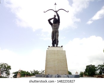 Jaipur/India-August 19, 2019: A Huge Statue Of Arjuna Outside Sawai Mansingh Stadium In Jaipur.