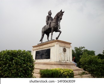 Jaipur/India-August 25, 2019: Statue Of Sawai Man Singh II, Maharaja Of Jaipur At Ram Niwas Bagh.