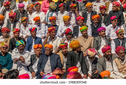 Jaisalmer, Rajasthan, India - January 15 2021: People Gather To Watch The Coronation Ceremony Of The New King 