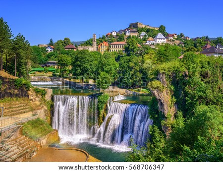 Jajce town in Bosnia and Herzegovina, famous for the beautiful Pliva waterfall
