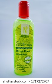 Jajpur, Odisha / India - 05 01 2020:Alcoholic Sanitizer Rinse Free Hand Rub With Organic Neem And Tulsi Of Nutriglow Natural's