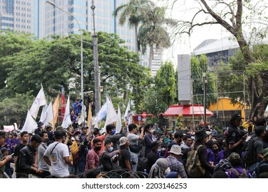 Jakarta, 15 September 2022. College Students Clash With Police When Doing Protest Fuel Price Increase.