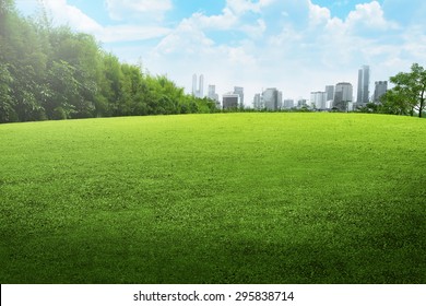 Jakarta City Park With Blue Cloudy Sky